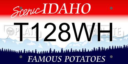 T128WH Idaho License Plate