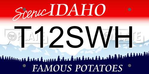 T12SWH Idaho License Plate
