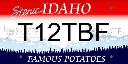 T12TBF Idaho License Plate