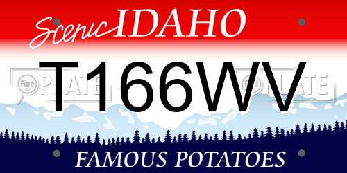 T166WV Idaho License Plate