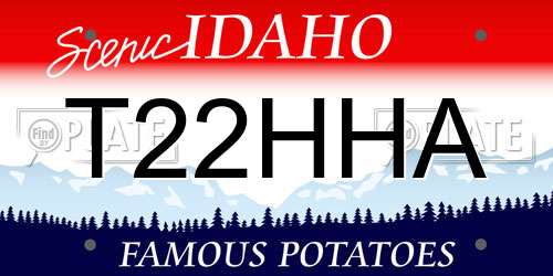 T22HHA Idaho License Plate