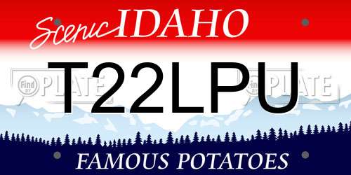T22LPU Idaho License Plate