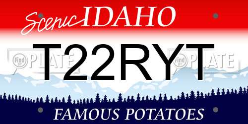 T22RYT Idaho License Plate