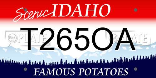 T265OA Idaho License Plate