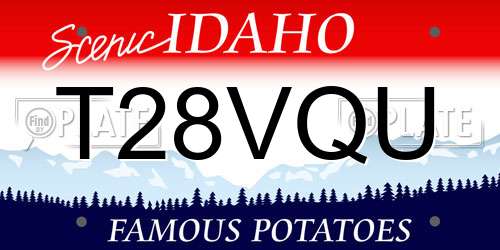 T28VQU Idaho License Plate