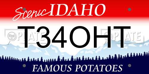 T34OHT Idaho License Plate