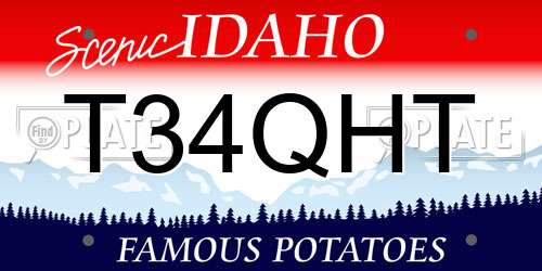 T34QHT Idaho License Plate