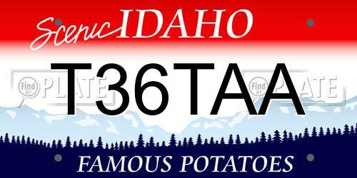 T36TAA Idaho License Plate