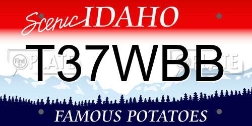 T37WBB Idaho License Plate