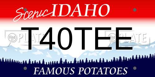 T40TEE Idaho License Plate