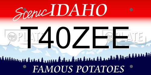 T40ZEE Idaho License Plate