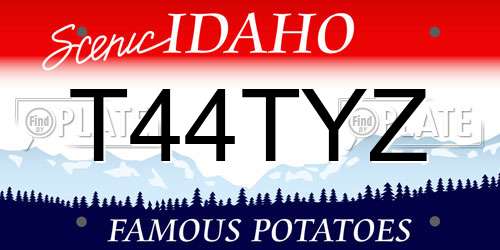 T44TYZ Idaho License Plate