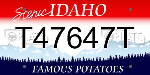 T47647T Idaho License Plate