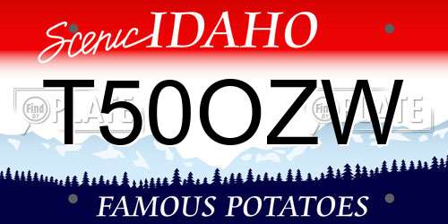 T50OZW Idaho License Plate