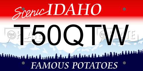 T50QTW Idaho License Plate