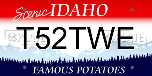 T52TWE Idaho License Plate