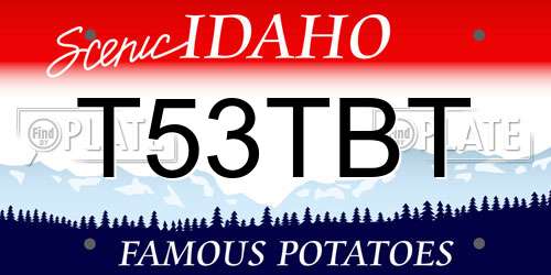 T53TBT Idaho License Plate