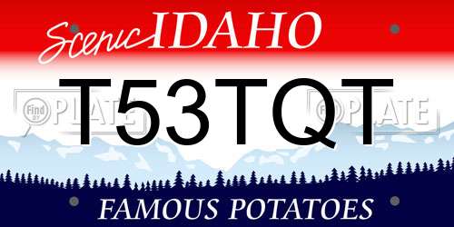 T53TQT Idaho License Plate