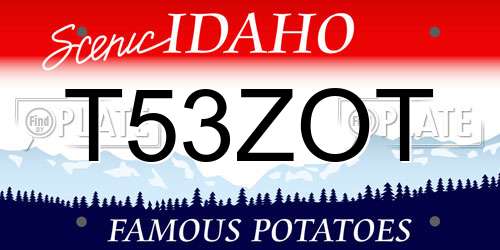 T53ZOT Idaho License Plate