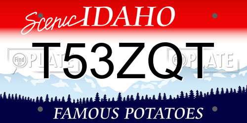 T53ZQT Idaho License Plate