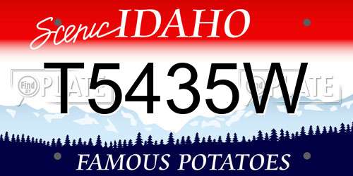 T5435W Idaho License Plate