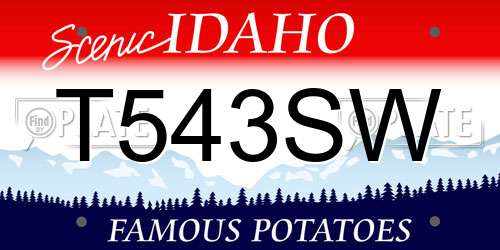 T543SW Idaho License Plate