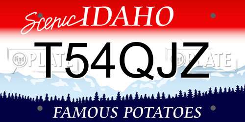 T54QJZ Idaho License Plate