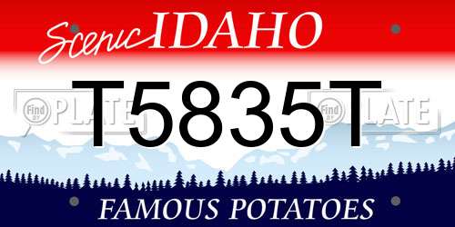 T5835T Idaho License Plate