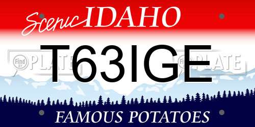 T63IGE Idaho License Plate