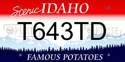 T643TD Idaho License Plate