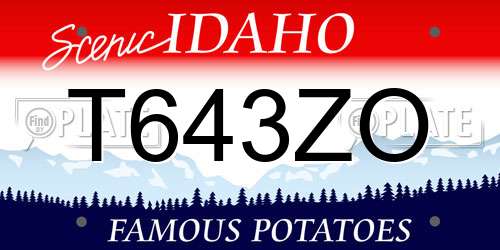 T643ZO Idaho License Plate