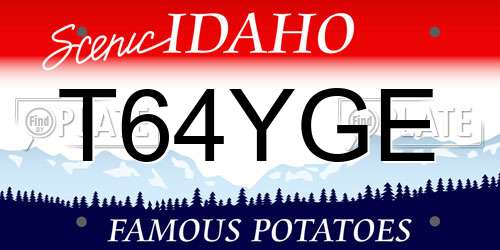 T64YGE Idaho License Plate