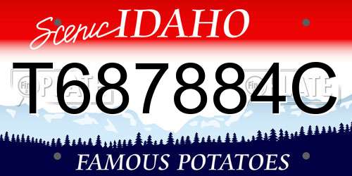 T687884C Idaho License Plate