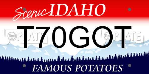 T70GOT Idaho License Plate