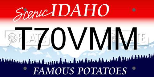 T70VMM Idaho License Plate