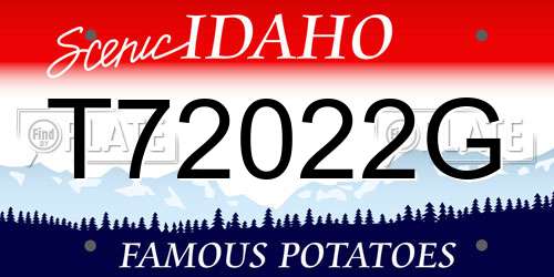 T72022G Idaho License Plate
