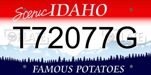 T72077G Idaho License Plate