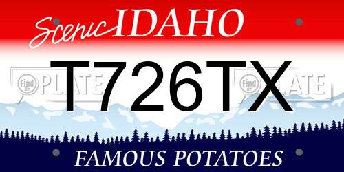 T726TX Idaho License Plate