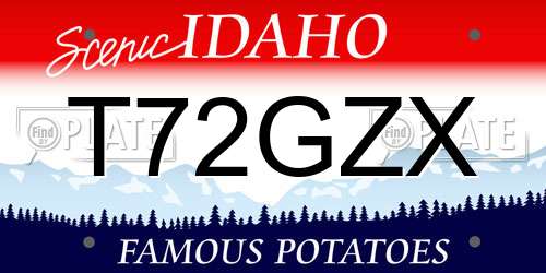 T72GZX Idaho License Plate