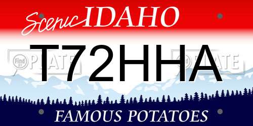T72HHA Idaho License Plate
