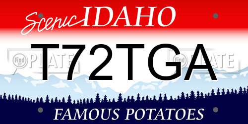 T72TGA Idaho License Plate