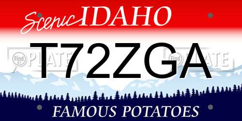 T72ZGA Idaho License Plate