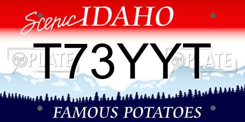 T73YYT Idaho License Plate