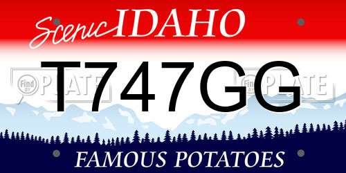 T747GG Idaho License Plate