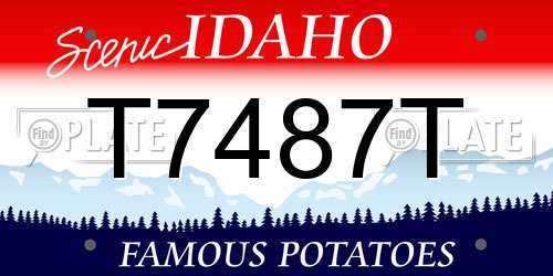 T7487T Idaho License Plate