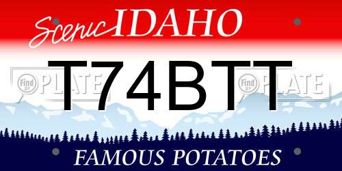 T74BTT Idaho License Plate