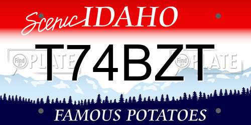 T74BZT Idaho License Plate