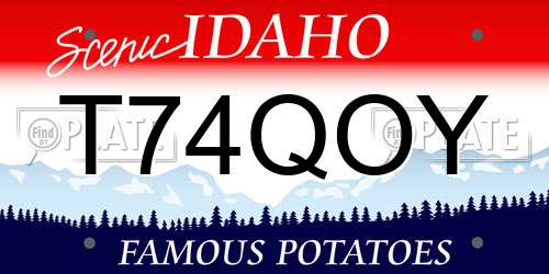 T74QOY Idaho License Plate