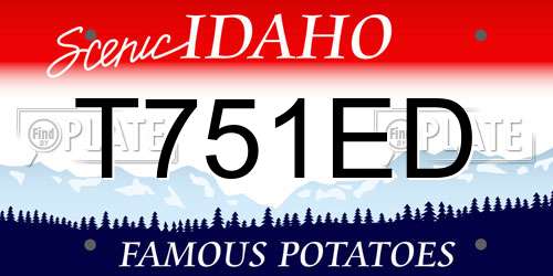 T751ED Idaho License Plate