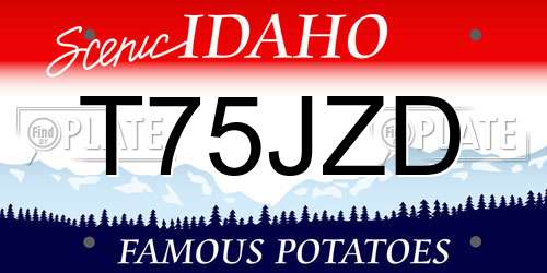 T75JZD Idaho License Plate